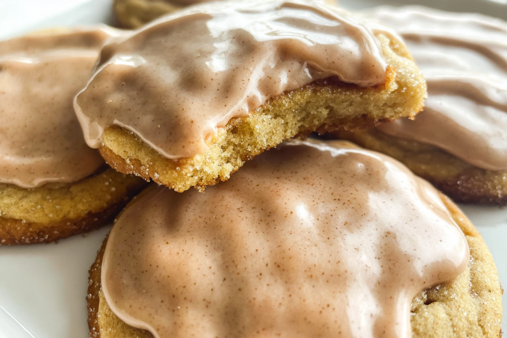 Soft Brown Sugar Pop Tart Cookie filled with cinnamon sugar and topped with glaze