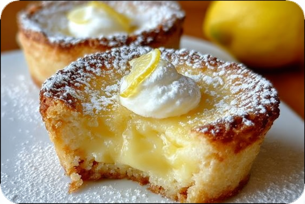 Mini lemon impossible pies with custard texture