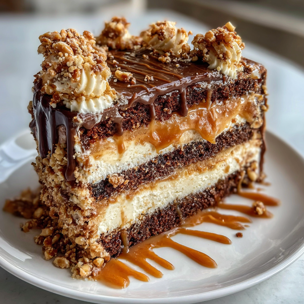 easy Toffee Crunch Cake served on plate