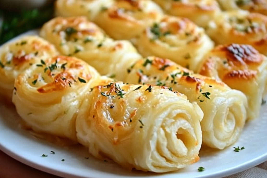 cheesy garlic butter rollups recipe close up