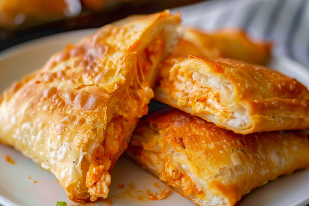 Cheesy buffalo chicken stuffed pockets with flaky crust