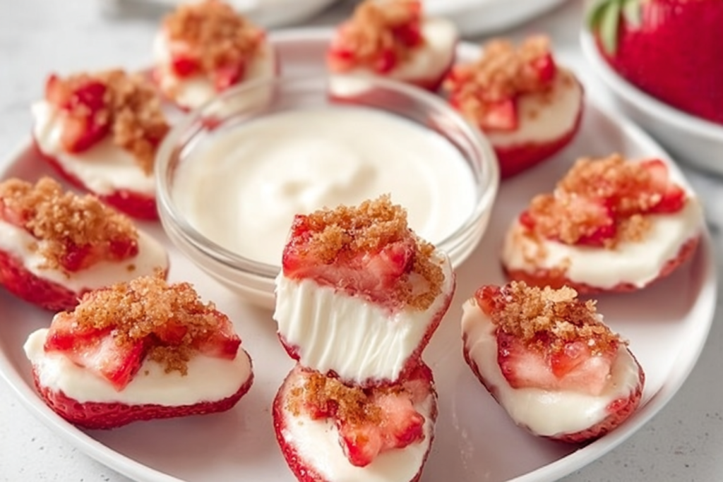 Easy Cheesecake Deviled Strawberries dessert for parties
