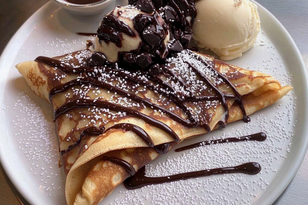 Easy Chocolate Crepe with Ice Cream dessert recipe