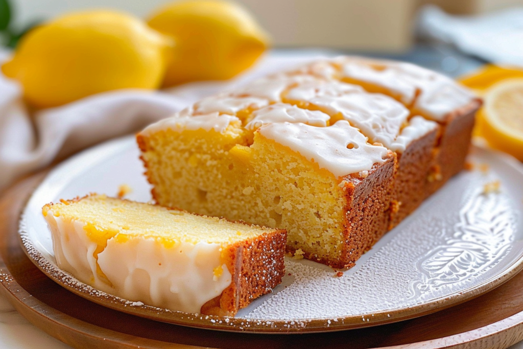 Easy Starbucks Copycat Lemon Loaf recipe topped with sweet lemon icing