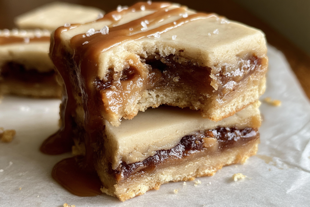 Freshly baked Salted Caramel Pop Tart Bars cooling in a pan