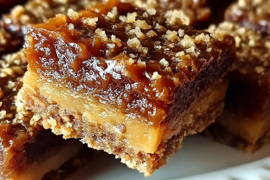 Golden brown Indulgent Caramel Crush Bars fresh from the oven
Indulgent Caramel Crush Bars with soft crust and rich caramel center