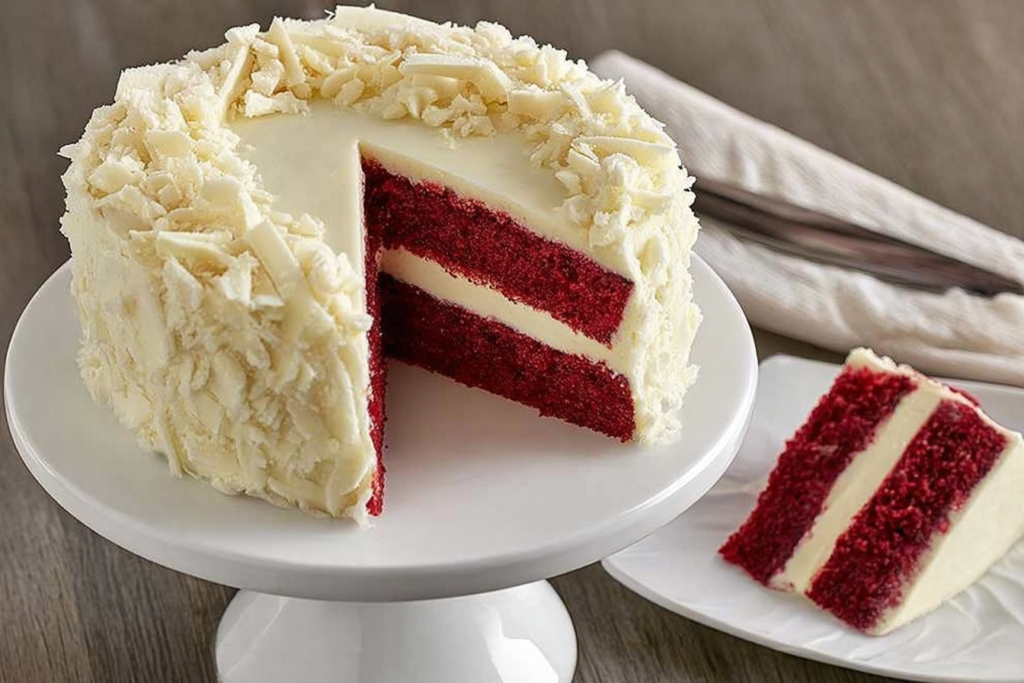 Homemade Red Velvet Cream Dream Cake layers