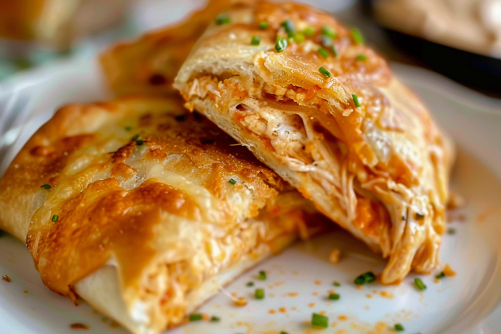 Homemade Spicy Buffalo Chicken Pockets fresh from the oven