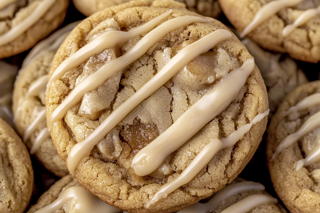 Soft and Chewy Maple Brown Sugar Cookies stacked on a plate with a golden chewy texture