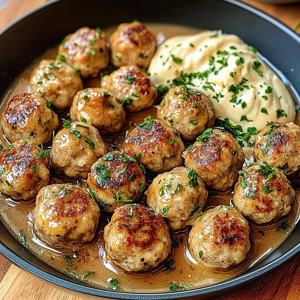 creamy Swedish meatballs in rich gravy sauce