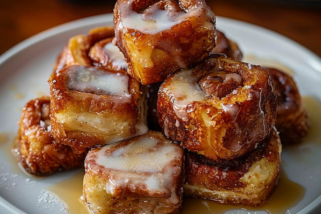 Easy homemade Cinnamon Roll French Toast Bites recipe