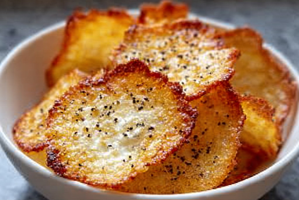 homemade cottage cheese crisps cooling on baking sheet