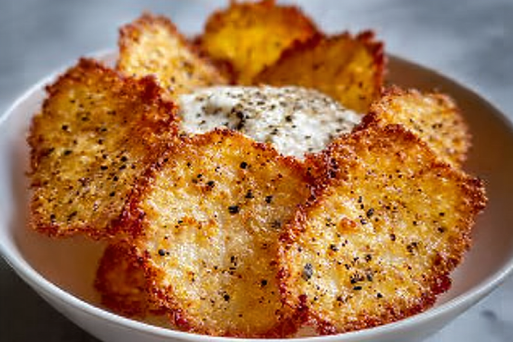 thin and crispy cottage cheese crisps close up