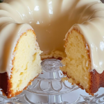 Slap Ya Momma Pound Cake on a cake stand